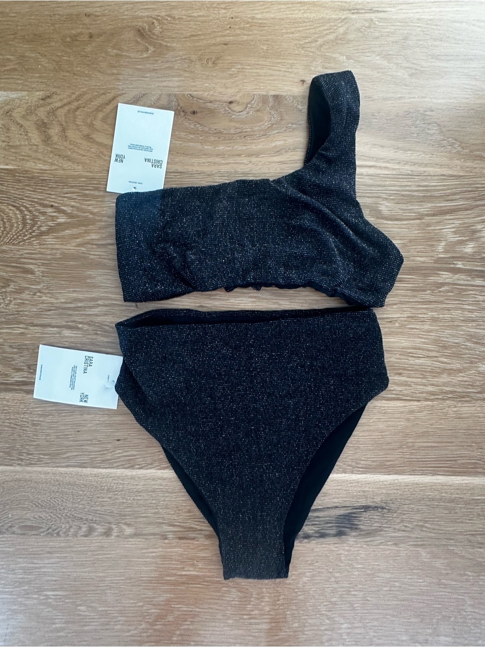 Sara Cristina Black Sparkle Bikini NWT